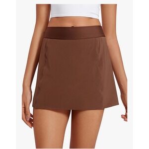 CRZ YOGA Sports Skirt Women Brown Built-in Shorts Athleisure